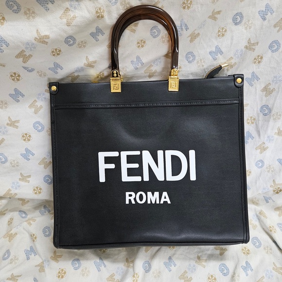 Fendi Black Canvas Tote with Dual Handles - Picture 1 of 8